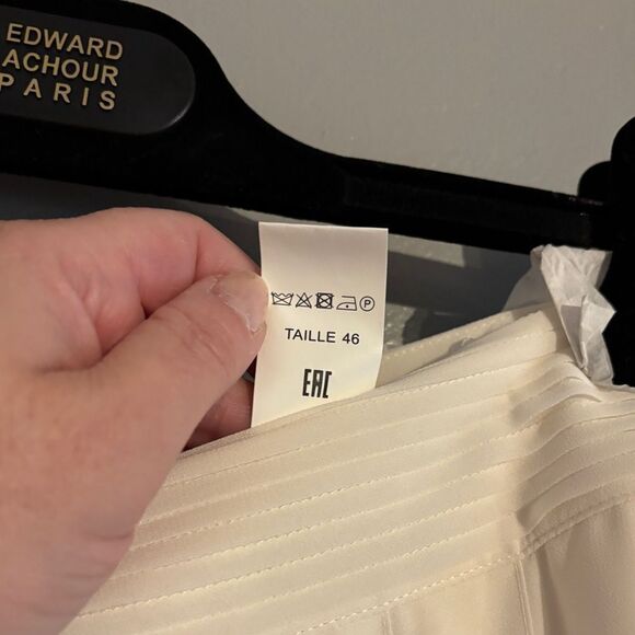 Edward Achour Paris Knee Length Chiffon Pleated Skirt - Ivory sz 46 - Picture 7 of 14